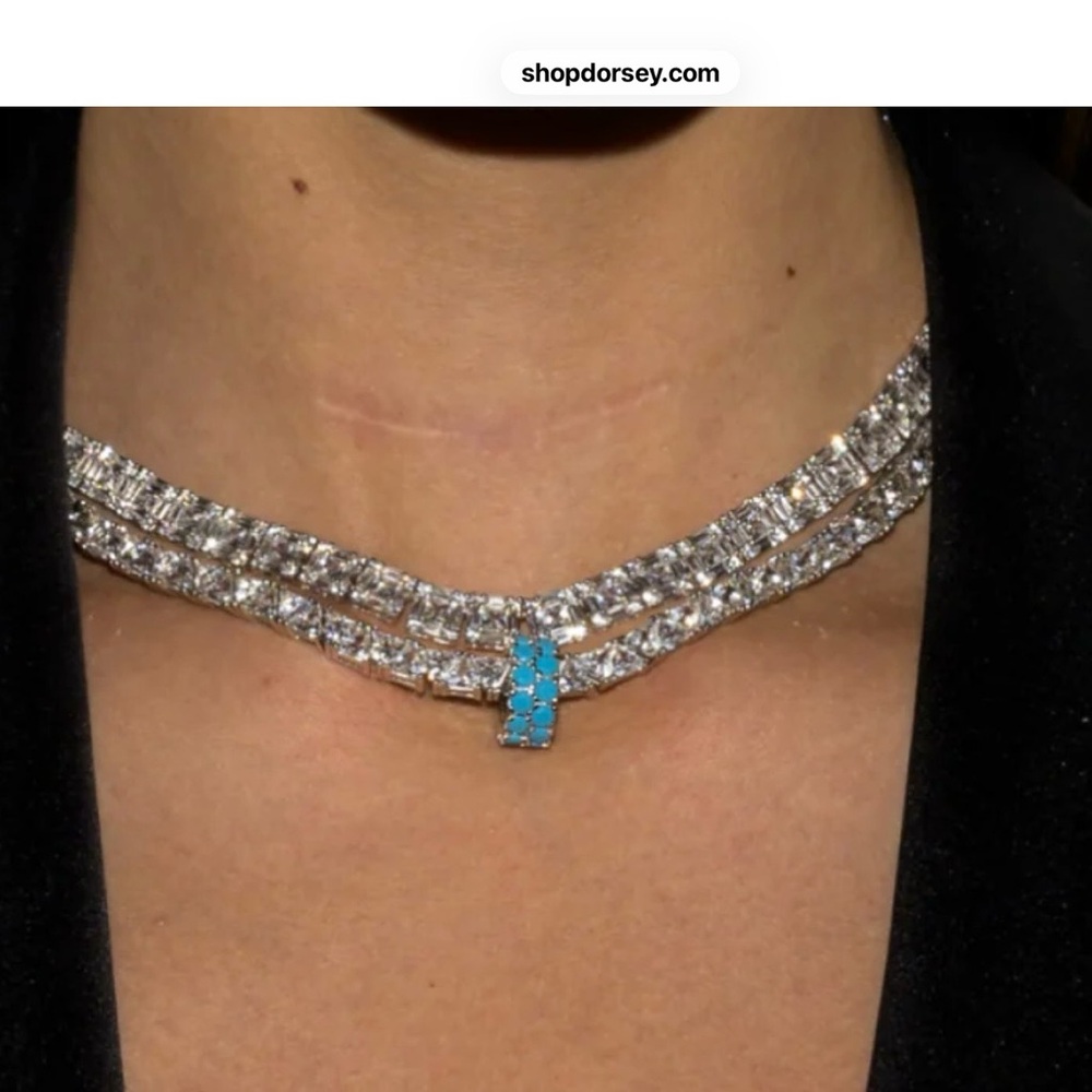 Dorsey Two-Row Rivière pendant in nano turquoise in 18K Gold Vermeil.